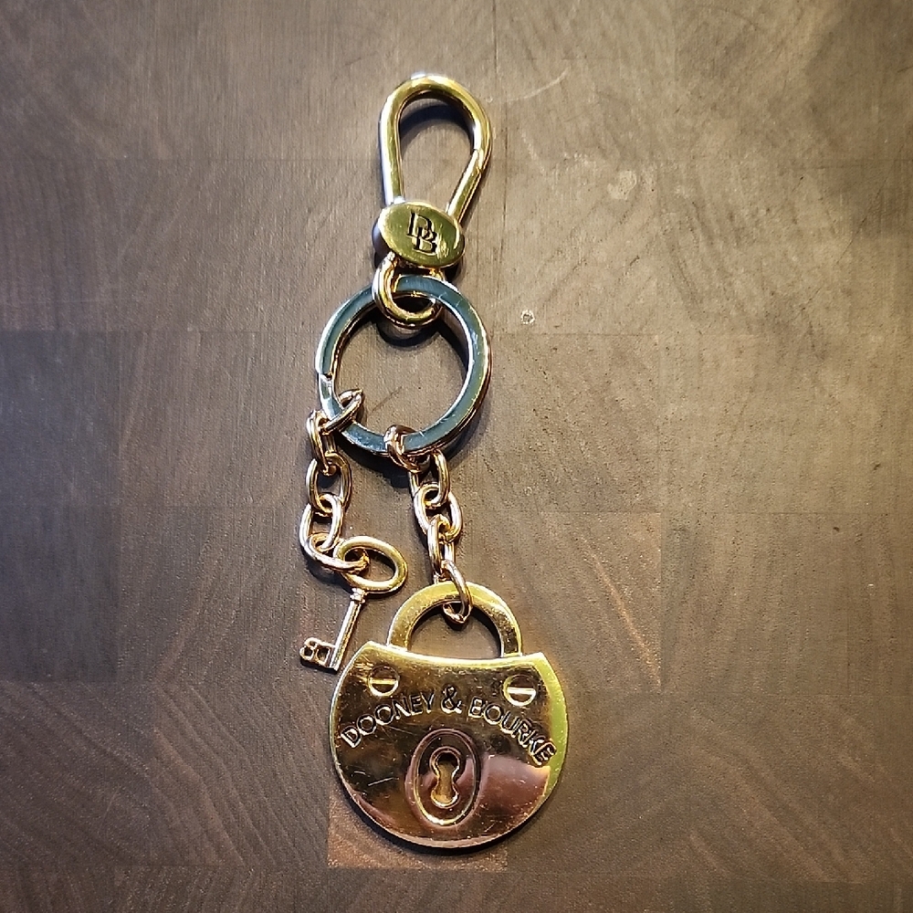 Dooney & Bourke Gold Lock and Key Keychain